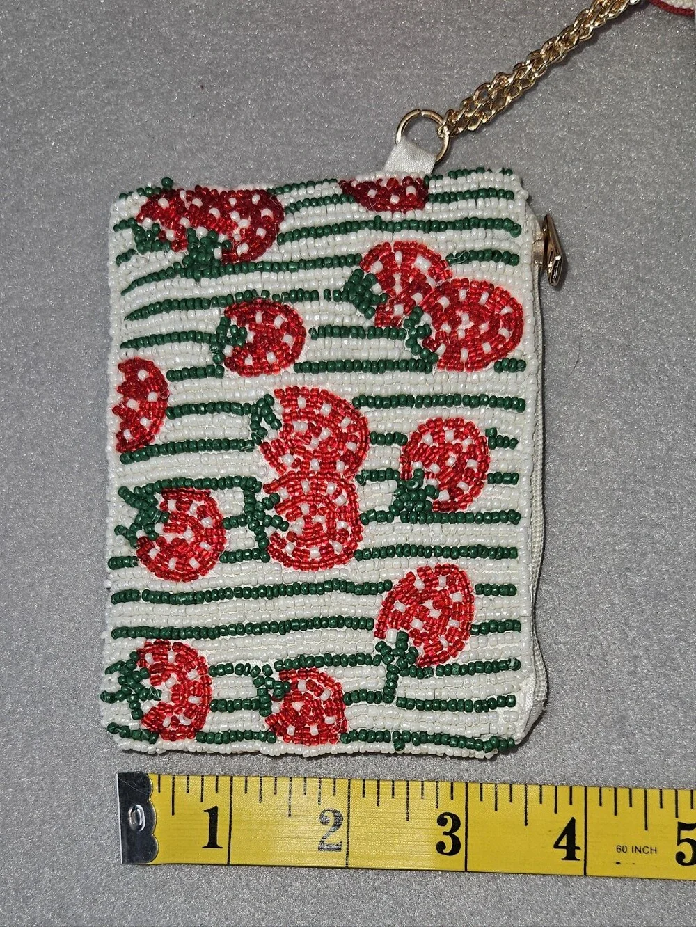 NWT Viral Beaded Strawberry Mini Canvas Tote & Coin Purse – Handcrafted in India